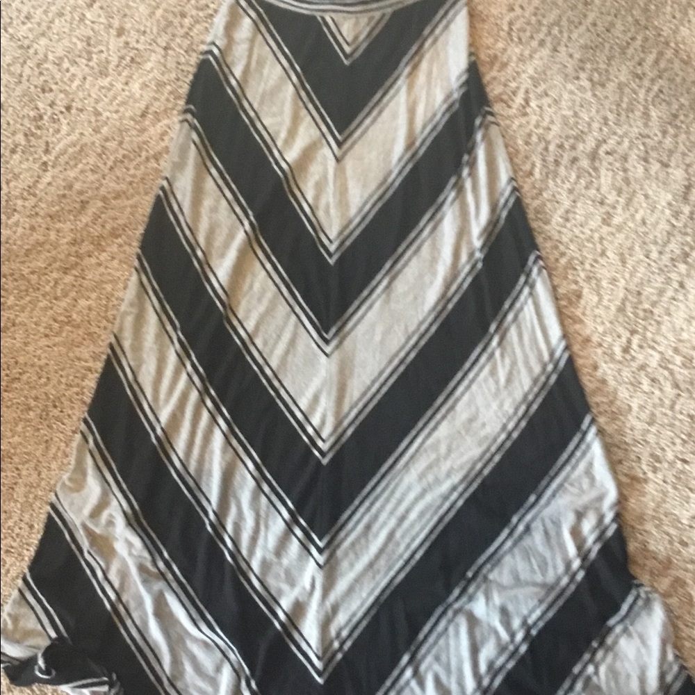 Gray and black striped maxi skirt